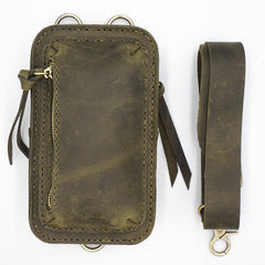 Handmade Brown LEATHER MEN Belt Pouch Waist BAG MIni Green Side Bag Belt Bag FOR MEN - iwalletsmen