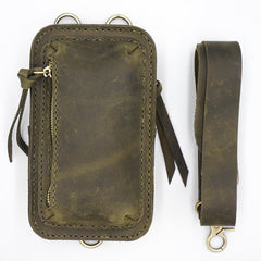 Handmade Green LEATHER MEN Belt Pouch Waist BAG MIni Green Side Bag Belt Bag FOR MEN - iwalletsmen