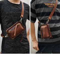 Handmade Brown LEATHER MEN Belt Pouch Waist BAG MIni Green Side Bag Belt Bag FOR MEN - iwalletsmen