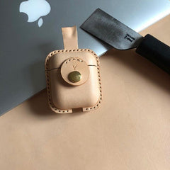 Handmade Black Leather AirPods 1,2 Case Leather AirPods Case 1,2 Airpod Case Cover - iwalletsmen