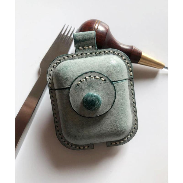 Handmade Green Leather AirPods 1,2 Case Leather AirPods Case 1,2 Airpod Case Cover - iwalletsmen