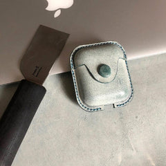 Handmade Green Leather AirPods 1,2 Case Leather AirPods Case 1,2 Airpod Case Cover - iwalletsmen