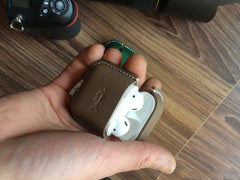 Handmade Brown Leather AirPods 1,2 Cases Leather AirPods Case 1,2 Airpod Case Cover - iwalletsmen