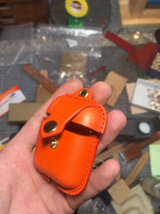 Handmade Orange Leather AirPods 1,2 Cases Leather AirPods Case 1,2 Airpod Case Cover - iwalletsmen