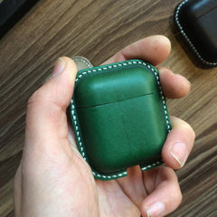 Handmade Orange Leather AirPods 1,2 Cases Leather AirPods Case 1,2 Airpod Case Cover - iwalletsmen