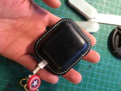 Handmade Black Leather AirPods 1,2 Cases Leather AirPods Case 1,2 Airpod Case Cover - iwalletsmen