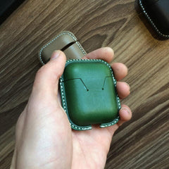 Handmade Orange Leather AirPods 1,2 Cases Leather AirPods Case 1,2 Airpod Case Cover - iwalletsmen