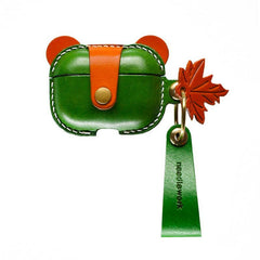 Handmade Green Leather AirPods Pro Case with Wristlet Strap Custom Leather AirPods Pro Case Airpod Case Cover - iwalletsmen