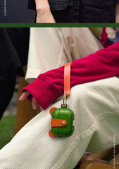 Handmade Green Leather AirPods Pro Case with Wristlet Strap Custom Leather AirPods Pro Case Airpod Case Cover - iwalletsmen