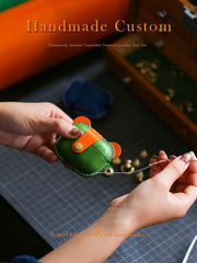 Handmade Green Leather AirPods 1&2 Case with Wristlet Strap Custom Leather AirPods 1&2 Case Airpod Case Cover - iwalletsmen