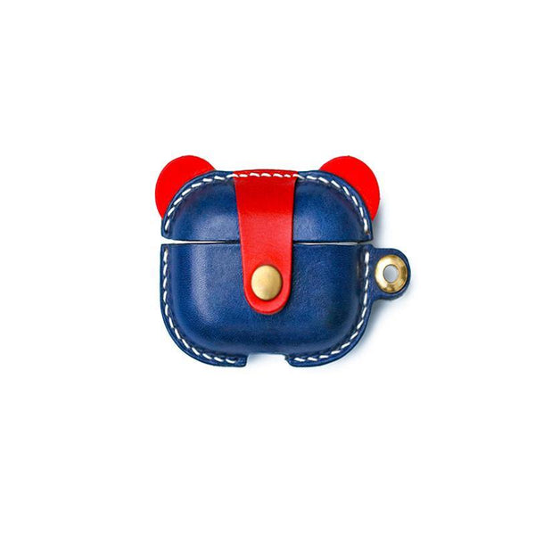 Handmade Blue Leather AirPods 1&2 Case Custom Leather AirPods 1&2 Case Airpod Case Cover - iwalletsmen