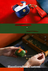 Handmade Green Leather AirPods 1&2 Case with Wristlet Strap Custom Leather AirPods 1&2 Case Airpod Case Cover - iwalletsmen