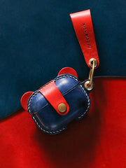 Handmade Blue Leather AirPods Pro Case Custom Leather AirPods Pro Case Airpod Case Cover - iwalletsmen