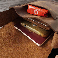 Handmade LEATHER MEN Belt Pouch Brown Waist BAG MIni Side Bag Belt Bag FOR MEN - iwalletsmen