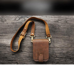 Handmade LEATHER MEN Belt Pouch Brown Waist BAG MIni Side Bag Belt Bag FOR MEN - iwalletsmen