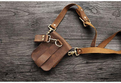 Handmade LEATHER MEN Belt Pouch Brown Waist BAG MIni Side Bag Belt Bag FOR MEN - iwalletsmen