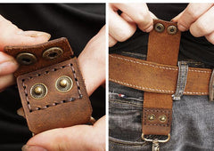 Handmade LEATHER MEN Belt Pouch Brown Waist BAG MIni Side Bag Belt Bag FOR MEN - iwalletsmen