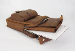 Handmade LEATHER MEN Belt Pouch Waist BAG MIni Side Bag Brown Belt Bag FOR MEN - iwalletsmen