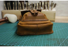 Handmade Brown LEATHER MEN Belt Pouch Waist BAG MIni Side Bag Brown Belt Bag FOR MEN - iwalletsmen