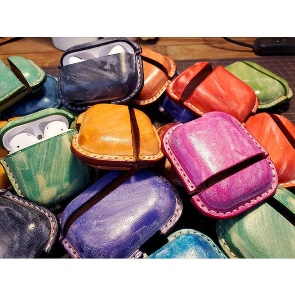 Handmade Leather AirPods Pro Cases Cute Leather AirPods Case Pro Airpod Case Cover - iwalletsmen