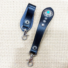 Handmade Leather Belt Loop for Biker Wallet Chain Belt Loop with Clip KeyChain