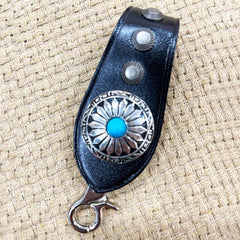 Handmade Coffee Leather Belt Loop for Biker Wallet Chain Belt Loop with Clip KeyChain