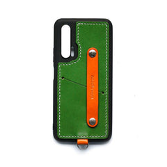 Handmade Blue Leather Huawei Nova 6 Case with Card Holder CONTRAST COLOR Huawei Nova 6 Leather Case - iwalletsmen