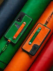 Handmade Blue Leather Huawei Nova 6 Case with Card Holder CONTRAST COLOR Huawei Nova 6 Leather Case - iwalletsmen