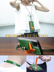 Handmade Green Leather Huawei P30 Pro Case with Card Holder CONTRAST COLOR Huawei P30 Pro Leather Case - iwalletsmen