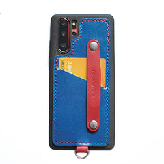 Handmade Orange Leather Huawei P30 Pro Case with Card Holder CONTRAST COLOR Huawei P30 Pro Leather Case - iwalletsmen