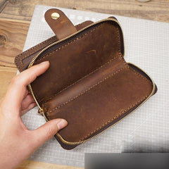 Handmade Leather Mens Bifold Long Wallet Checkbook Clutch Wallet Lots Cards Long Wallet for Men - iwalletsmen