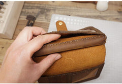 Handmade Leather Mens Bifold Long Wallet Checkbook Clutch Wallet Lots Cards Long Wallet for Men - iwalletsmen
