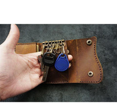 Handmade Leather Mens Billfold Wallet Key Wallets Slim Trifold Key Holder Wallet for Men - iwalletsmen