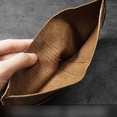 Handmade Leather Mens Billfold Wallets Slim Brown Bifold Small Wallet for Men - iwalletsmen