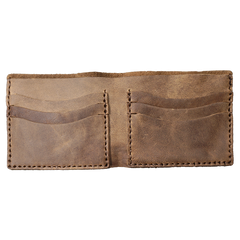 Handmade Brown Leather Mens Billfold Wallets Slim Brown Bifold Small Wallets for Men - iwalletsmen