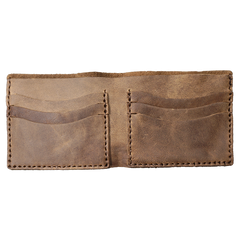 Handmade Leather Mens Billfold Wallets Slim Brown Bifold Small Wallet for Men - iwalletsmen