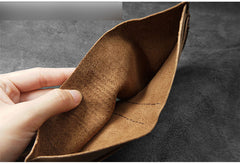 Handmade Leather Mens Billfold Wallets Slim Brown Bifold Small Wallet for Men - iwalletsmen
