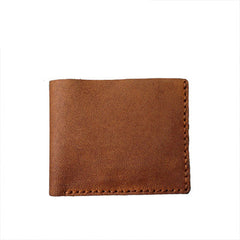 Handmade Leather Mens Billfold Wallets Slim Brown Bifold Small Wallet for Men - iwalletsmen