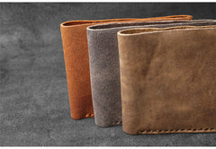 Handmade Leather Mens Billfold Wallets Slim Brown Bifold Small Wallet for Men - iwalletsmen
