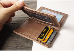 Handmade Leather Mens Black Card Holders License Wallets Slim Bifold Card Wallet for Men - iwalletsmen