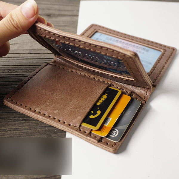 Handmade Leather Mens Black Card Holders License Wallets Slim Bifold Card Wallet for Men - iwalletsmen