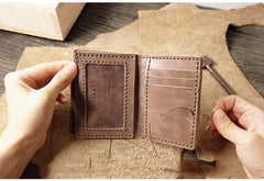 Handmade Leather Mens Black Card Holders License Wallets Slim Bifold Card Wallet for Men - iwalletsmen