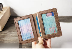 Handmade Leather Mens Black Card Holders License Wallets Slim Bifold Card Wallet for Men - iwalletsmen