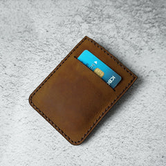 Leather Mens Card Holder Wallet Handmade Leather Card Holder Slim Card Wallet for Men - iwalletsmen