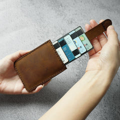 Leather Mens Card Holder Wallets Handmade Leather Card Holder Slim Card Wallet for Men - iwalletsmen