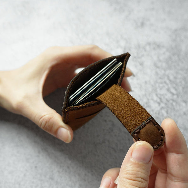 Leather Mens Card Holder Wallets Handmade Leather Card Holder Slim Card Wallet for Men - iwalletsmen