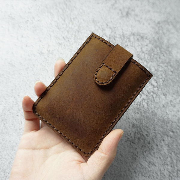 Leather Mens Card Holder Wallet Handmade Leather Card Holder Slim Card Wallet for Men - iwalletsmen