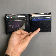Cool Leather Mens Black Bifold billfold Wallets Small Wallet U.S. Map Wallets Front Pocket Wallet for Men - iwalletsmen