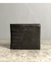 Cool Leather Mens Black Bifold billfold Wallets Small Wallet U.S. Map Wallets Front Pocket Wallet for Men - iwalletsmen