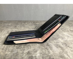 Cool Leather Mens Black Bifold billfold Wallets Small Wallet U.S. Map Wallets Front Pocket Wallet for Men - iwalletsmen